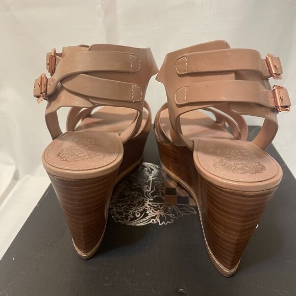 Vince Camu, Giada, Wedge Platform Sandals, Rose Gold / Cross, Size 10M - Picture 3 of 4
